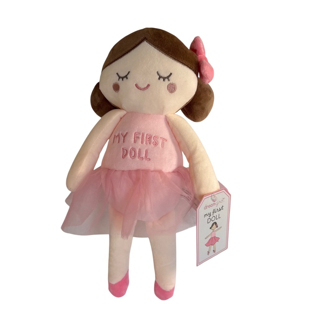 Dreamgro My First Doll Baby Girl Lovey Pink Ballerina Plushie Toy Brunette New